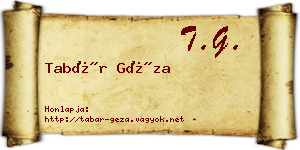 Tabár Géza névjegykártya